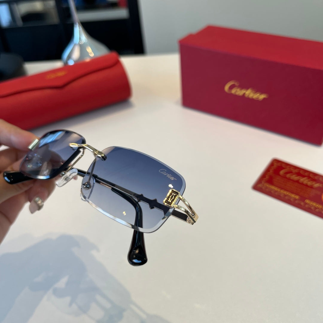 Cartier Lightweight Metal Rimless Silver Lens Sunglasses for Men & Wo - 465810 - detail image 8