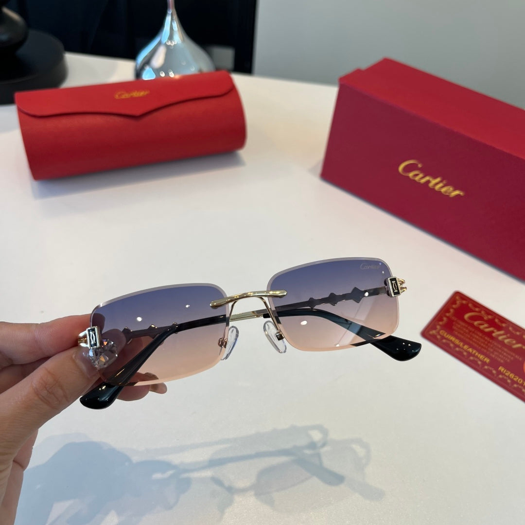 Cartier Lightweight Metal Rimless Silver Lens Sunglasses for Men & Wo - 372277 - detail image 4