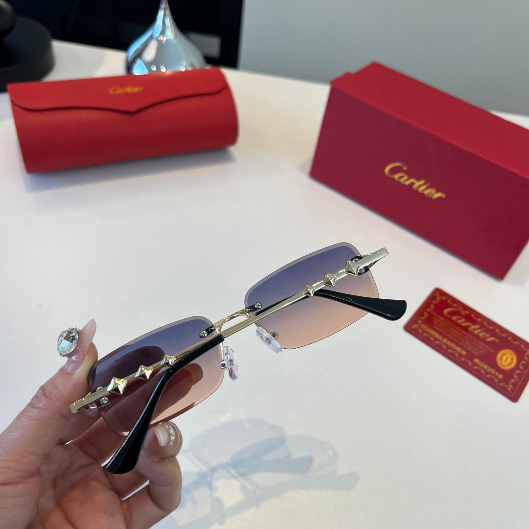 Cartier Lightweight Metal Rimless Silver Lens Sunglasses for Men & Wo - 432386 - detail image 7