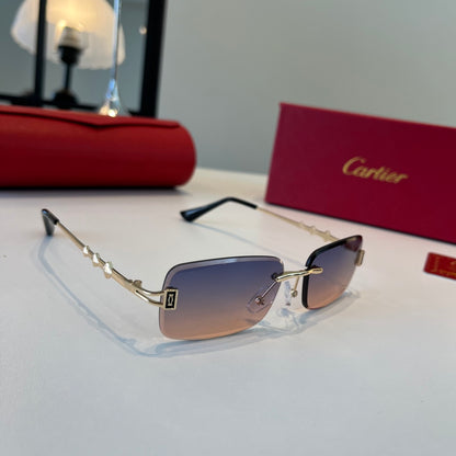 Cartier Lightweight Metal Rimless Silver Lens Sunglasses for Men & Wo - 465811