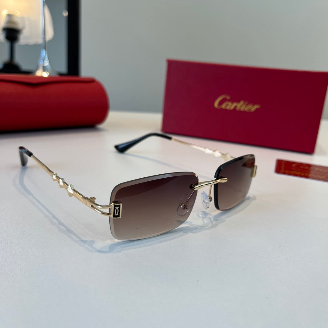 Cartier Lightweight Metal Rimless Silver Lens Sunglasses for Men & Wo - 432388