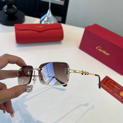 Cartier Lightweight Metal Rimless Silver Lens Sunglasses for Men & Wo - 372279 - detail image 9