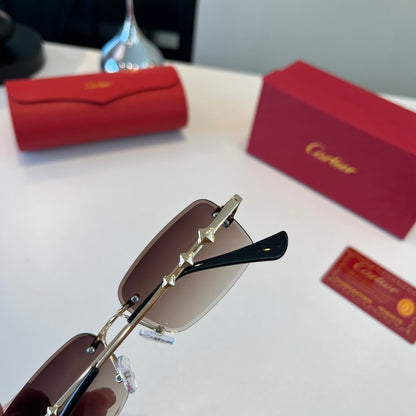 Cartier Lightweight Metal Rimless Silver Lens Sunglasses for Men & Wo - 372279 - detail image 7