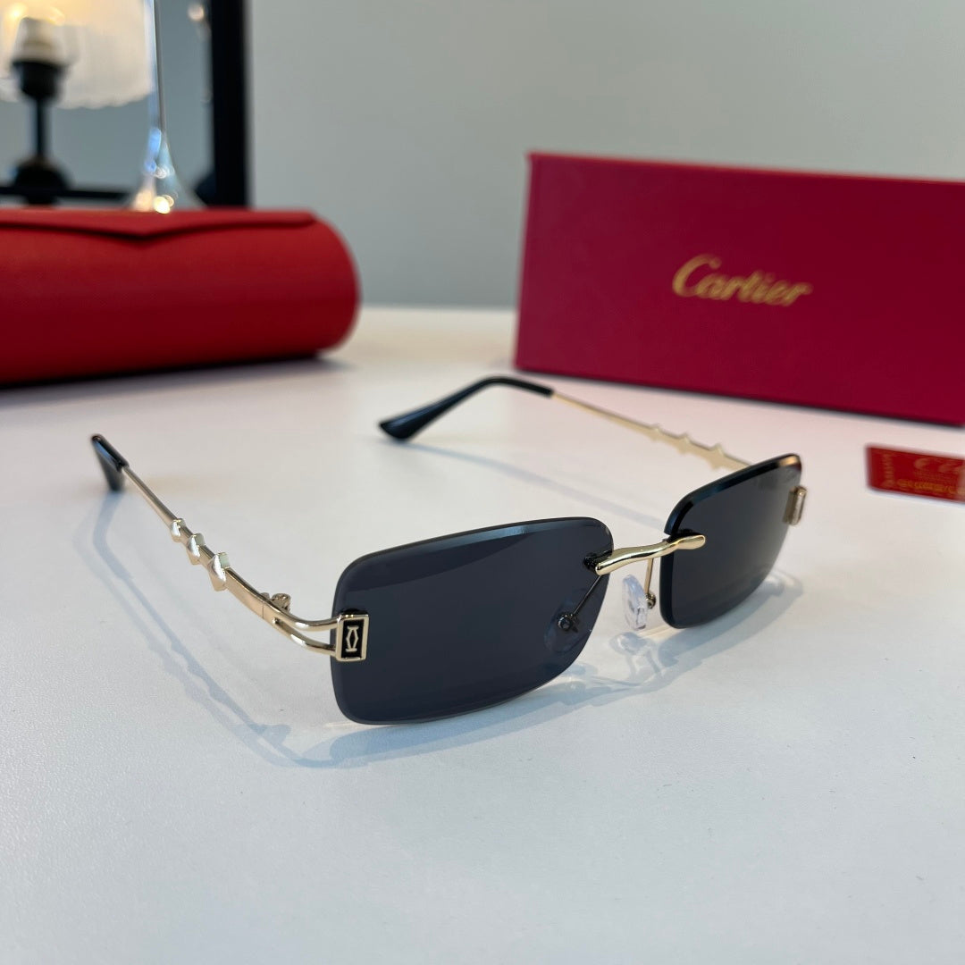 Cartier Lightweight Metal Rimless Blue Lens Sunglasses for Men & Wome - 372280
