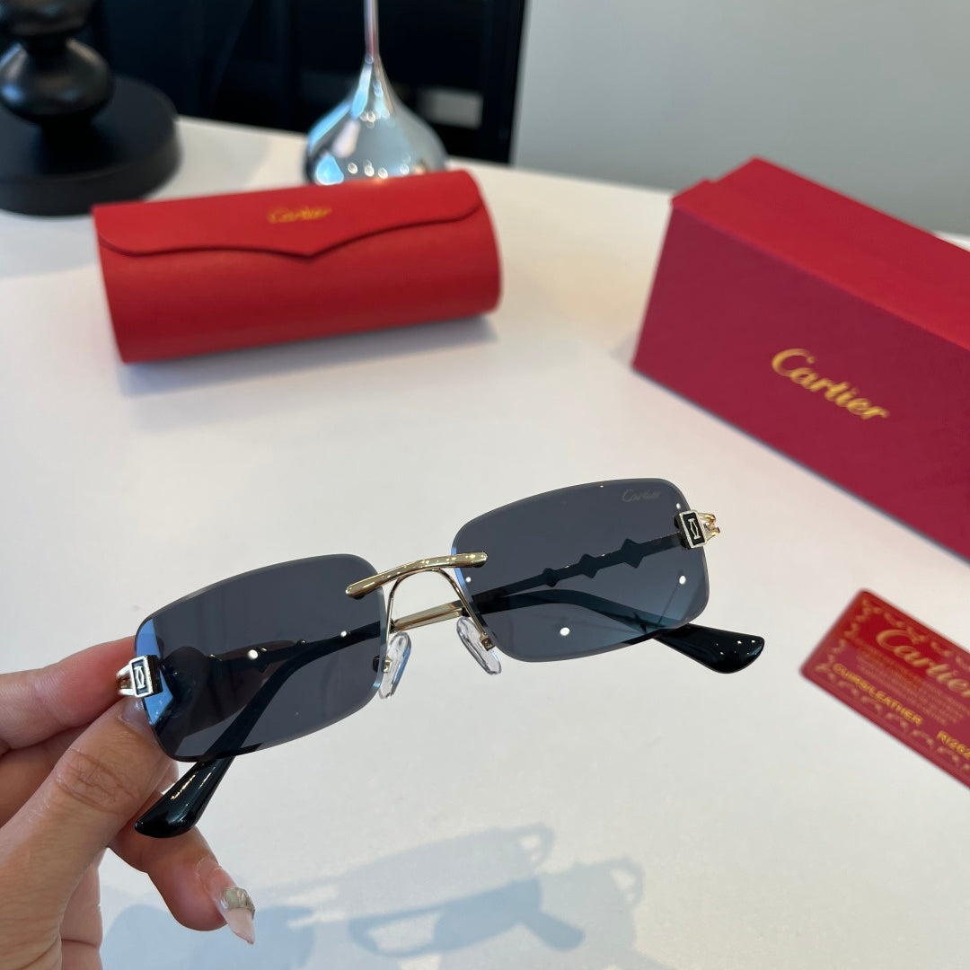 Cartier Lightweight Metal Rimless Blue Lens Sunglasses for Men & Wome - 372280 - detail image 5