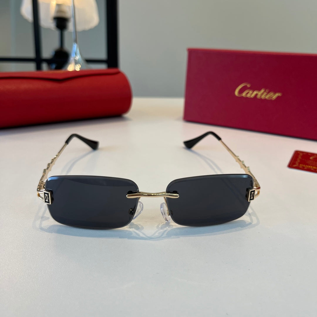 Cartier Lightweight Metal Rimless Blue Lens Sunglasses for Men & Wome - 465814 - detail image 2