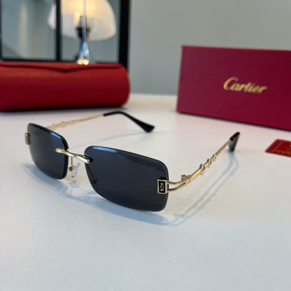 Cartier Lightweight Metal Rimless Blue Lens Sunglasses for Men & Wome - 465814 - detail image 3