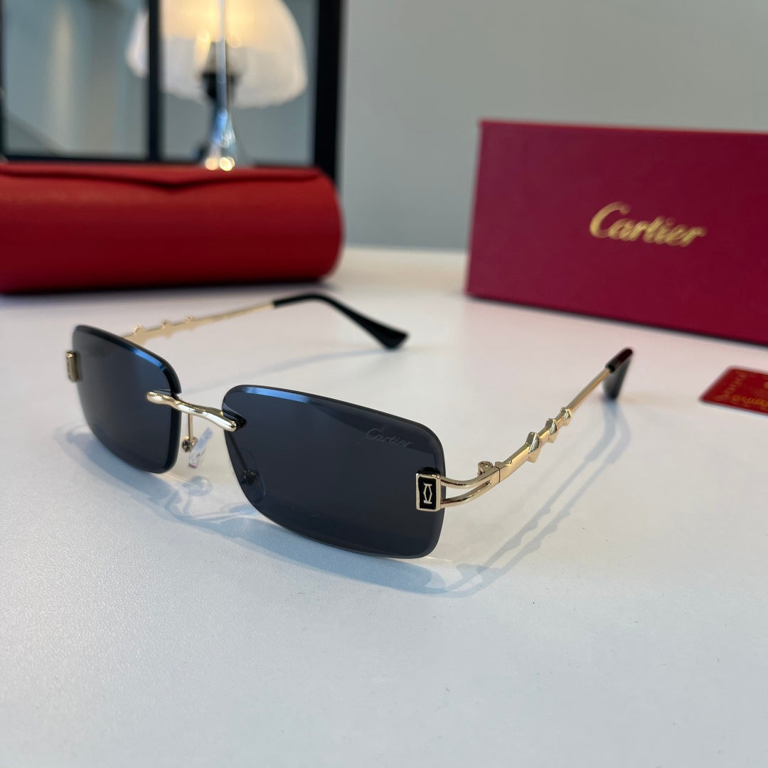 Cartier Lightweight Metal Rimless Blue Lens Sunglasses for Men & Wome - 432389 - detail image 3