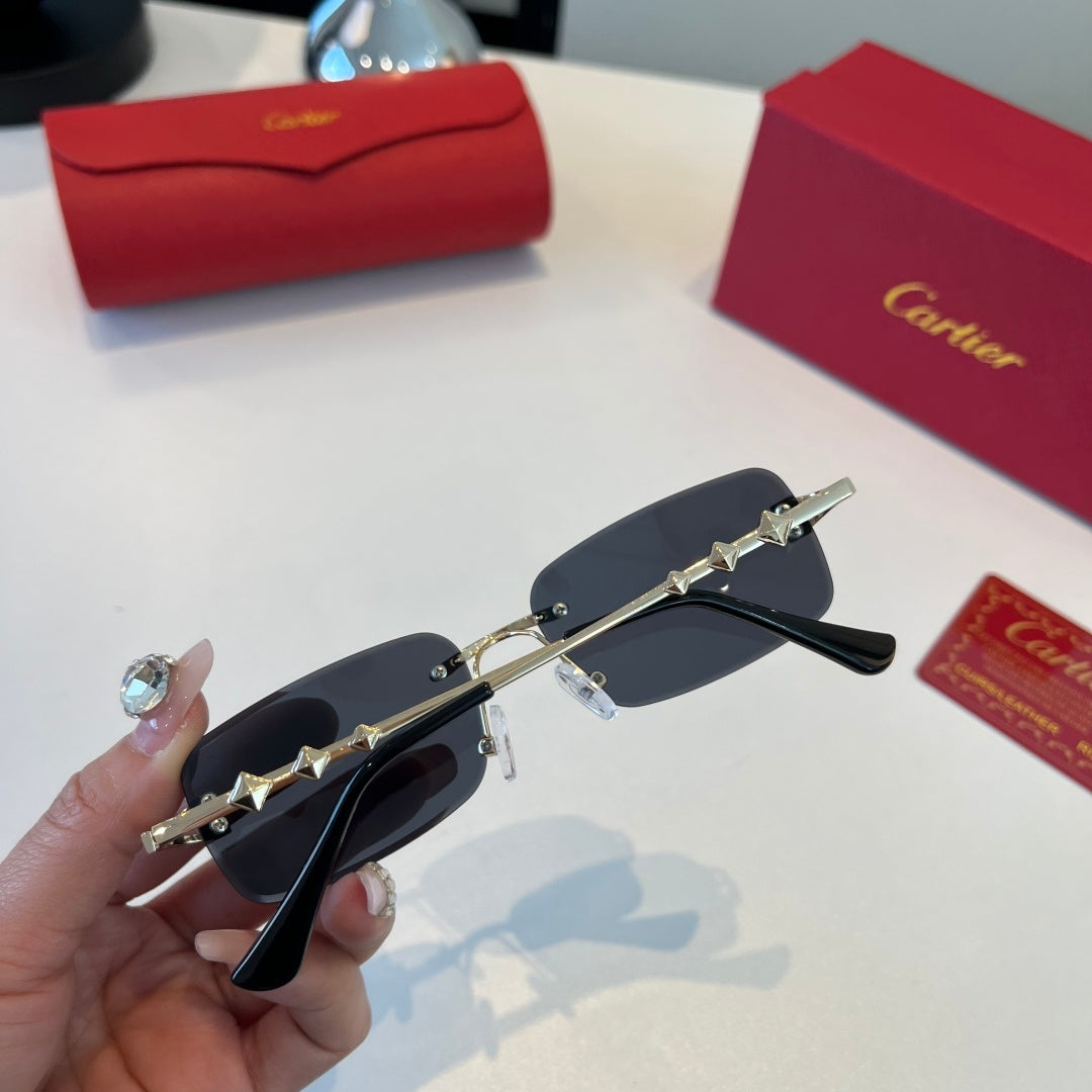 Cartier Lightweight Metal Rimless Blue Lens Sunglasses for Men & Wome - 372280 - detail image 8