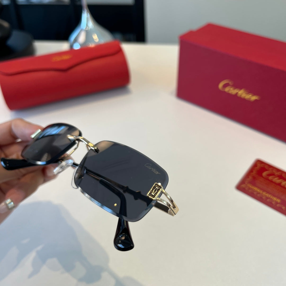 Cartier Lightweight Metal Rimless Blue Lens Sunglasses for Men & Wome - 432389 - detail image 6