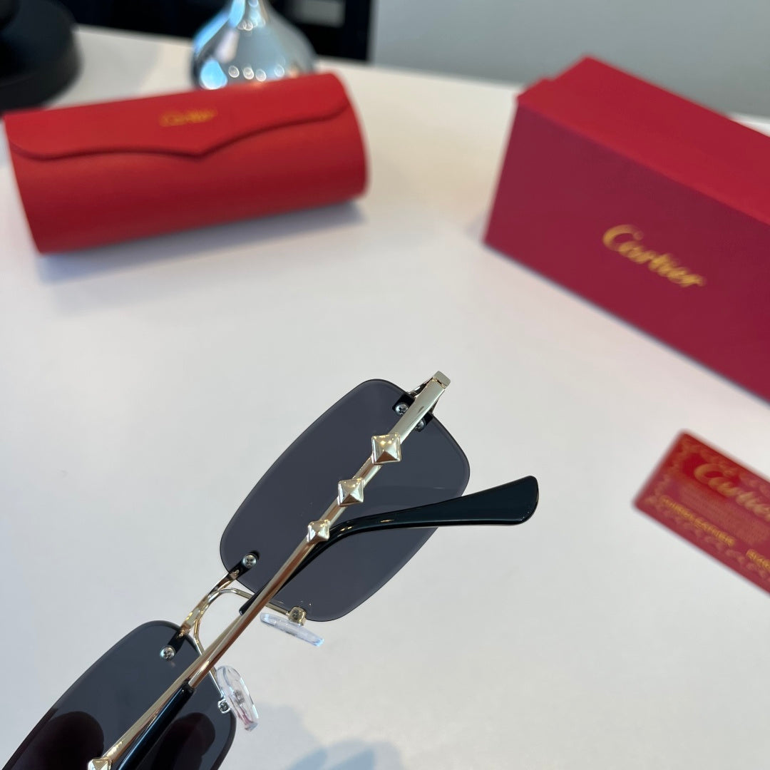 Cartier Lightweight Metal Rimless Blue Lens Sunglasses for Men & Wome - 432389 - detail image 7