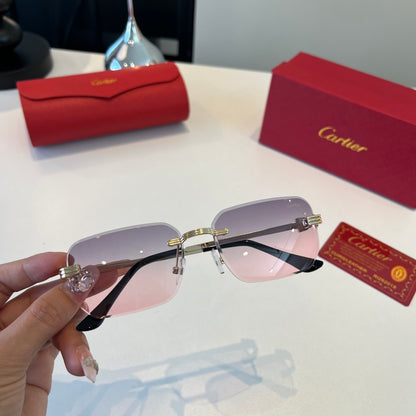 Cartier Lightweight Metal Rimless Silver Lens Sunglasses for Men & Wo - 372281 - detail image 4
