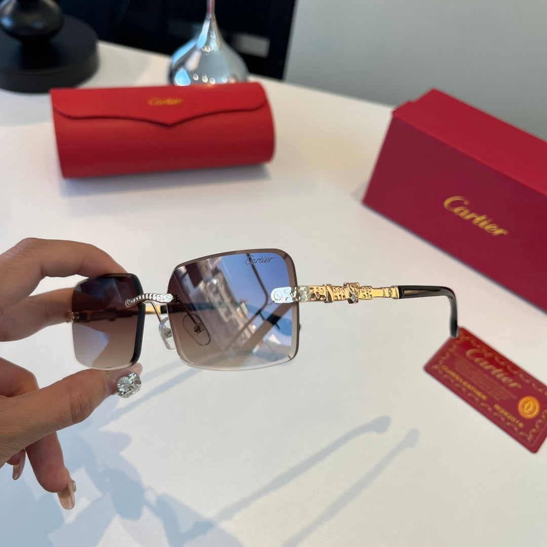 Cartier Lightweight Metal Rimless Red Lens Sunglasses for Men & Women - 432393 - detail image 4