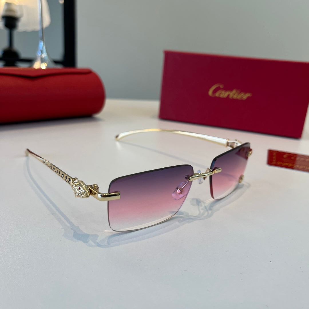 Cartier Lightweight Metal Rimless Silver Lens Sunglasses for Men & Wo - 465816