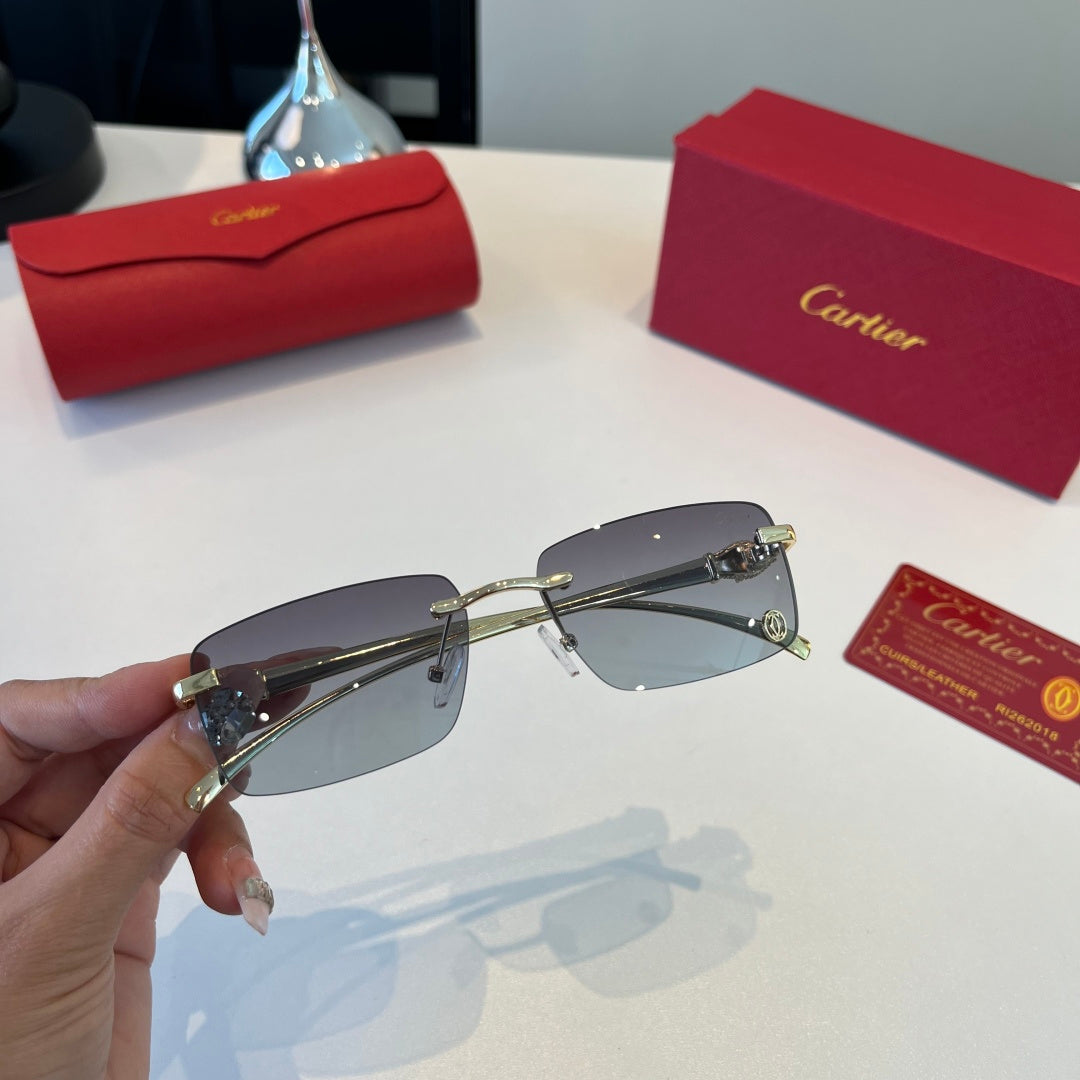 Cartier Lightweight Metal Rimless Silver Lens Sunglasses for Men & Wo - 465817 - detail image 5