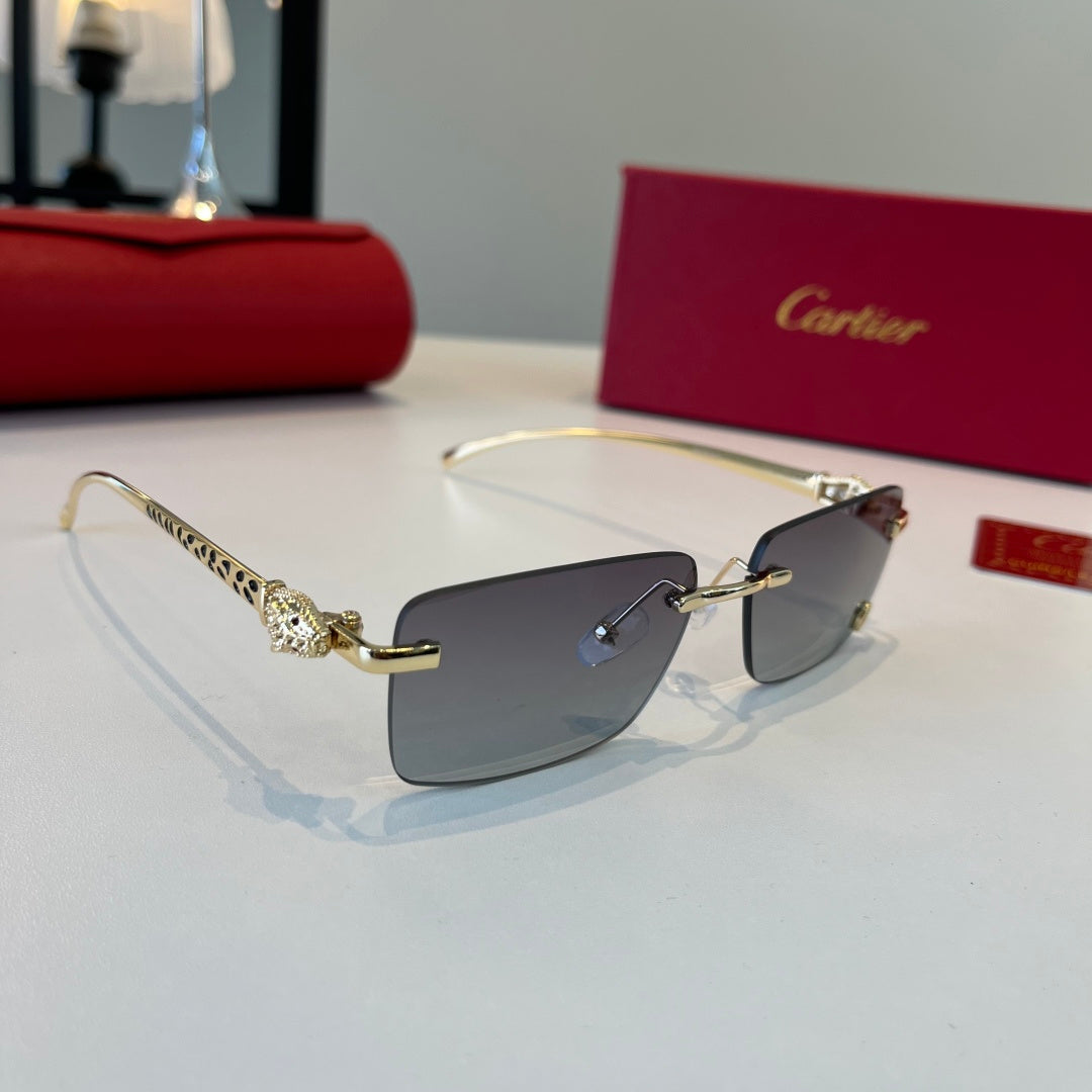 Cartier Lightweight Metal Rimless Silver Lens Sunglasses for Men & Wo - 372286