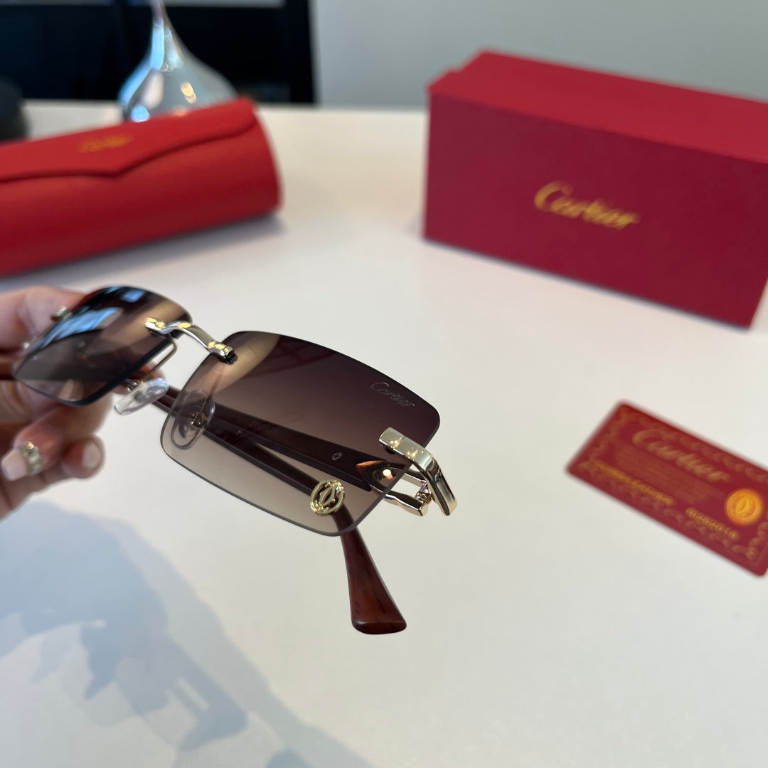Cartier Lightweight Metal Rimless Red Lens Sunglasses for Men & Women - 372287 - detail image 6