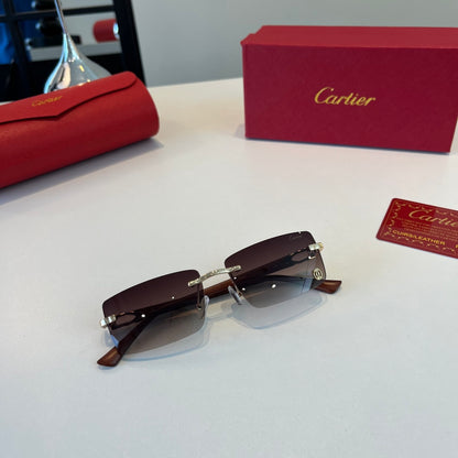 Cartier Lightweight Metal Rimless Red Lens Sunglasses for Men & Women - 432396 - detail image 8