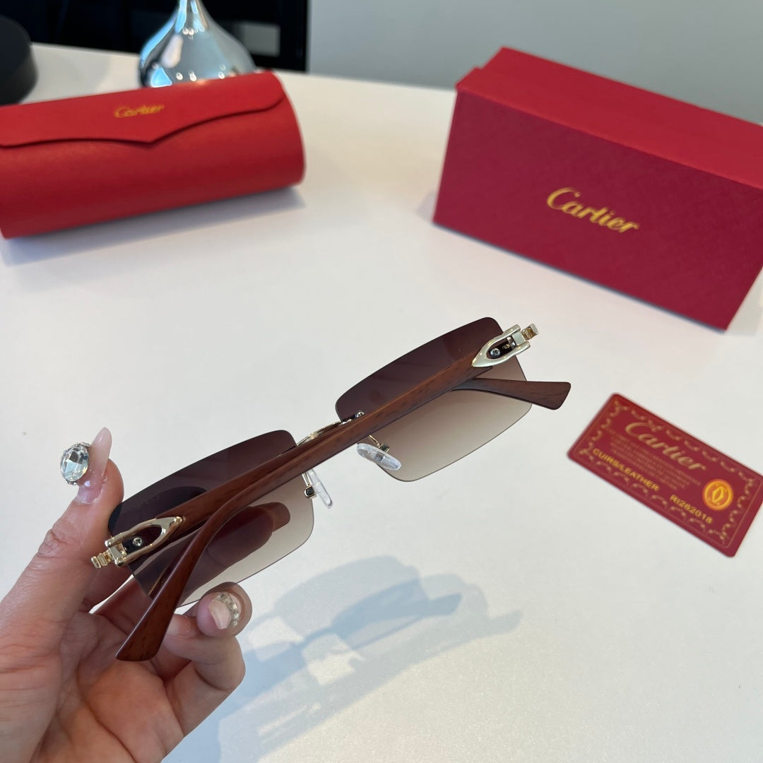Cartier Lightweight Metal Rimless Red Lens Sunglasses for Men & Women - 372287 - detail image 9