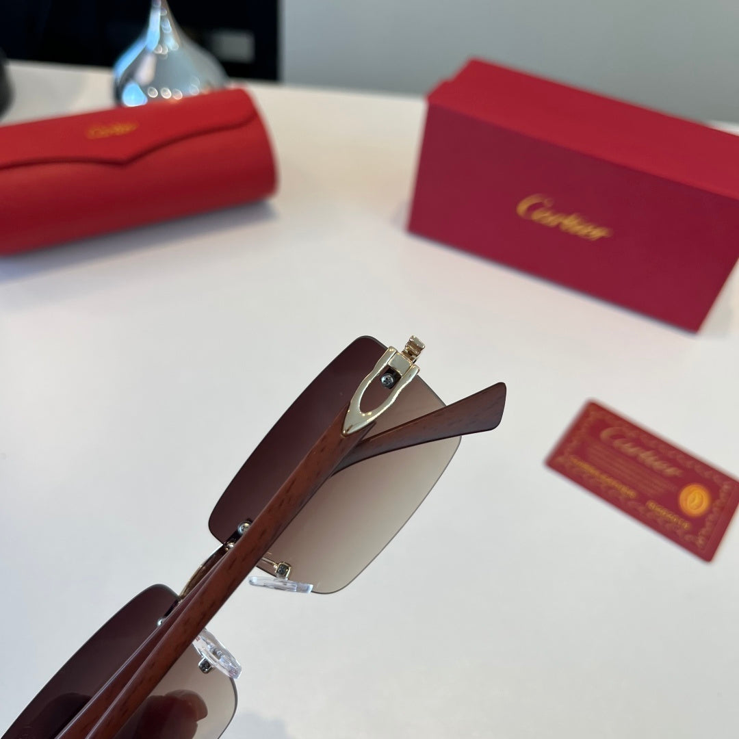 Cartier Lightweight Metal Rimless Red Lens Sunglasses for Men & Women - 432396 - detail image 7