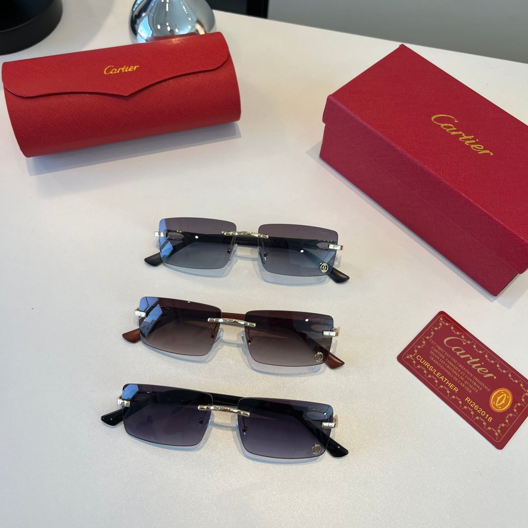 Cartier Lightweight Metal Rimless Silver Lens Sunglasses for Men & Wo - 372289 - detail image 12