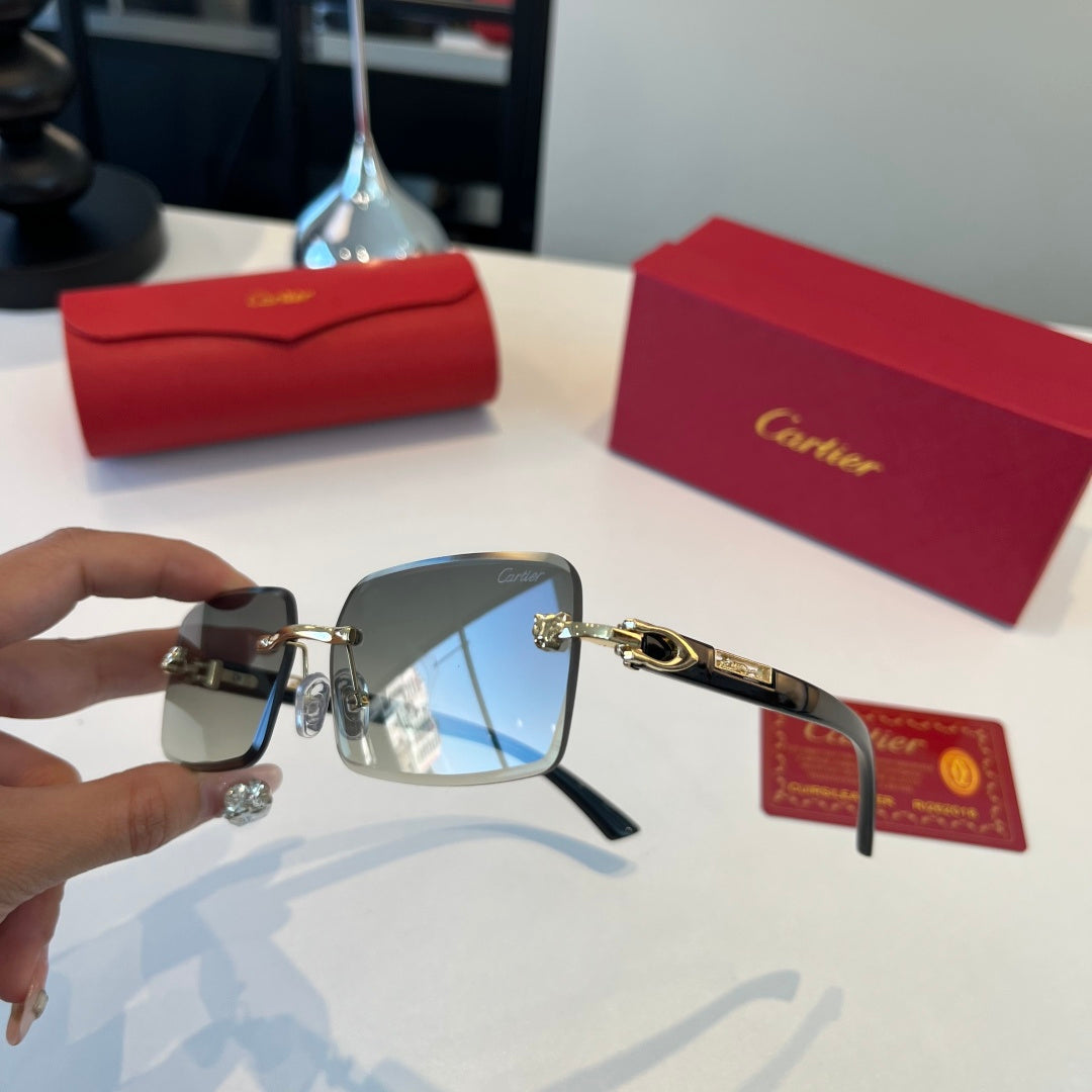 Cartier Lightweight Metal Rimless Silver Lens Sunglasses for Men & Wo - 465819 - detail image 4