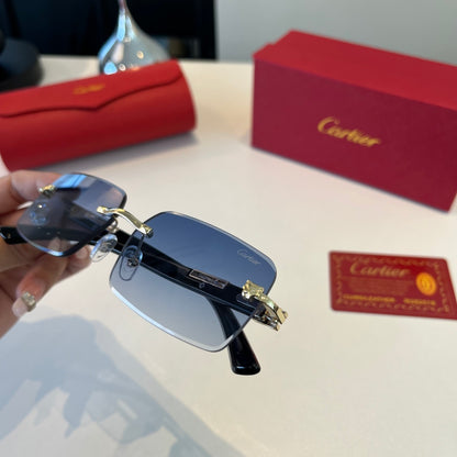 Cartier Lightweight Metal Rimless Blue Lens Sunglasses for Men & Wome - 432400 - detail image 5