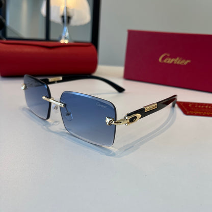 Cartier Lightweight Metal Rimless Blue Lens Sunglasses for Men & Wome - 465822 - detail image 3