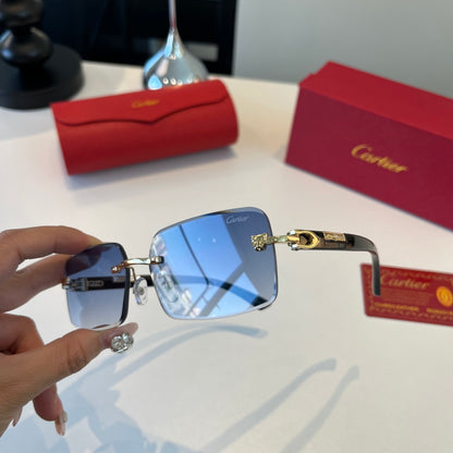 Cartier Lightweight Metal Rimless Blue Lens Sunglasses for Men & Wome - 465822 - detail image 9