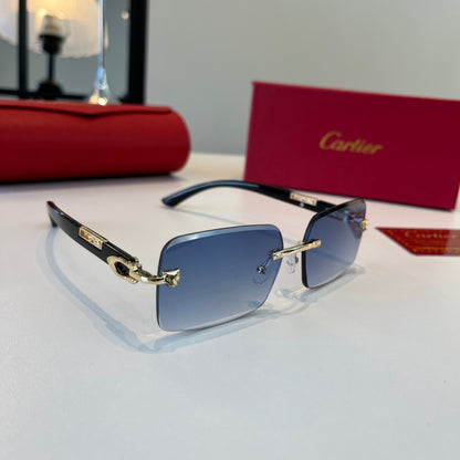 Cartier Lightweight Metal Rimless Blue Lens Sunglasses for Men & Wome - 432400