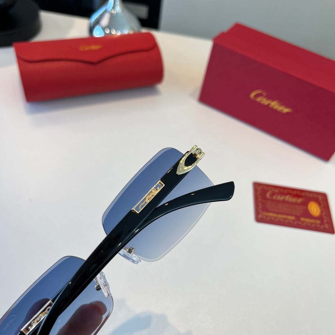 Cartier Lightweight Metal Rimless Blue Lens Sunglasses for Men & Wome - 465822 - detail image 6