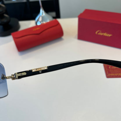Cartier Lightweight Metal Rimless Blue Lens Sunglasses for Men & Wome - 432400 - detail image 8