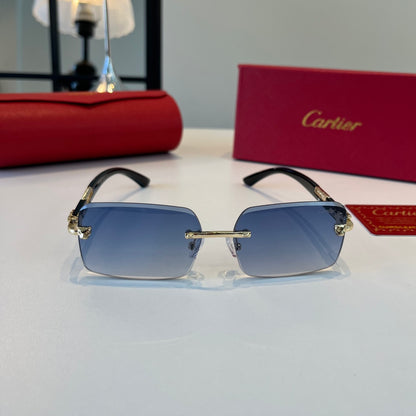 Cartier Lightweight Metal Rimless Blue Lens Sunglasses for Men & Wome - 432400 - detail image 2