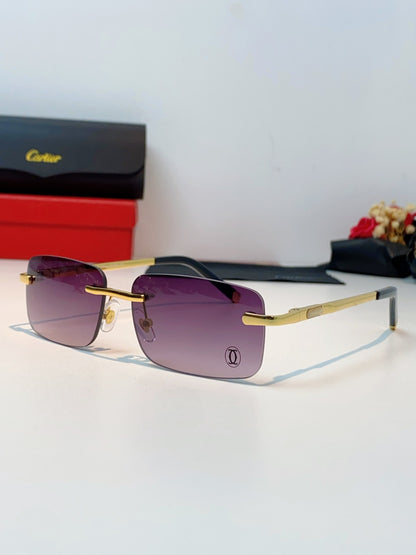 Cartier Lightweight Rimless Purple Lens Sunglasses for Men & Women - 415956