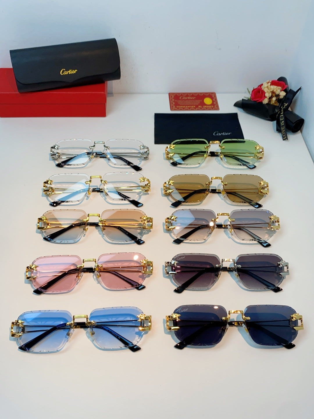 Cartier Square Red Lens Sunglasses for Men & Women - 465752 - detail image 11