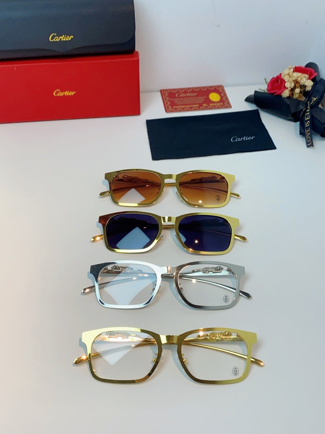 Cartier Blue-Light Square Orange Lens Sunglasses for Men & Women - 493660 - detail image 13