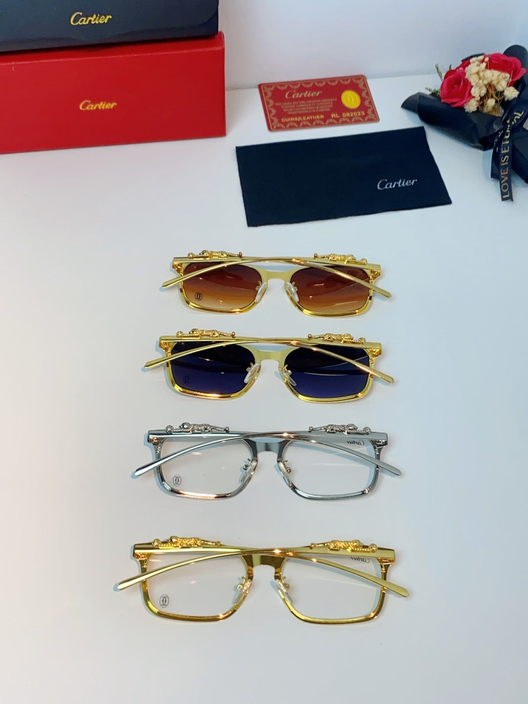 Cartier Blue-Light Square Orange Lens Sunglasses for Men & Women - 493660 - detail image 12