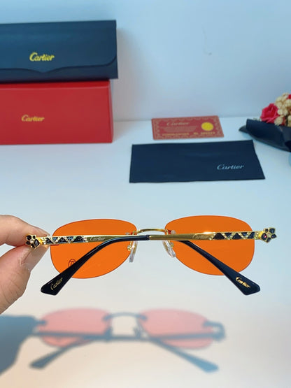 Cartier Lightweight Rimless Orange Lens Sunglasses for Men & Women - detail image 5