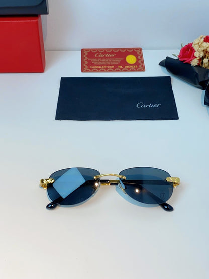 Cartier Lightweight Rimless Black Lens Sunglasses for Men & Women - detail image 9