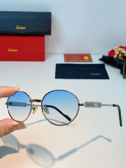 Cartier Metal Oval Red Lens Sunglasses for Men & Women - detail image 6