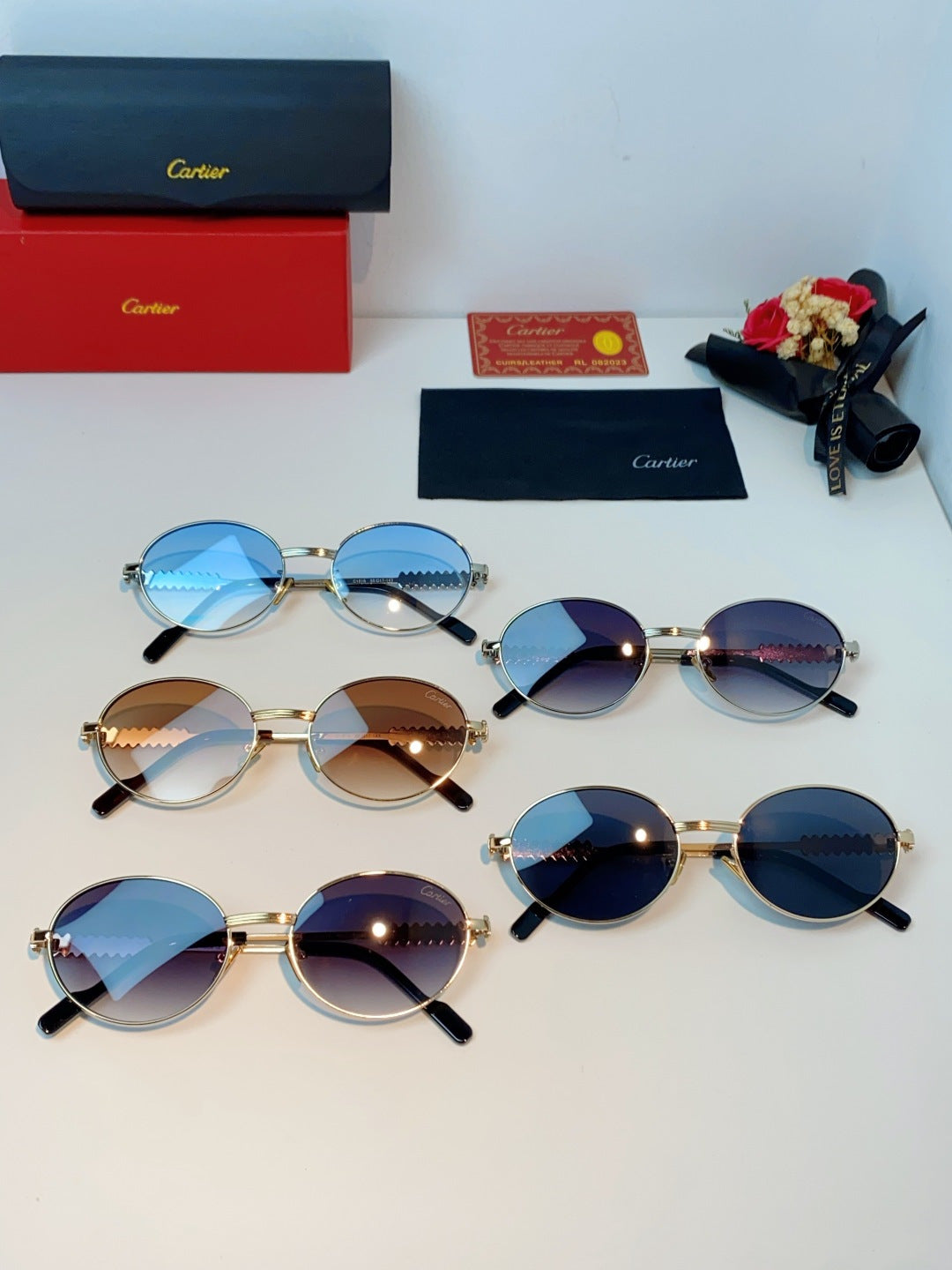 Cartier Metal Oval Brown Lens Sunglasses for Men & Women - detail image 12