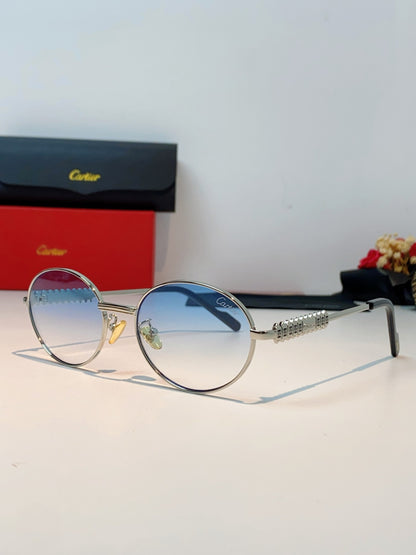 Cartier Metal Oval Red Lens Sunglasses for Men & Women