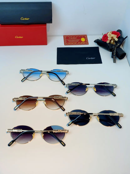 Cartier Metal Oval Red Lens Sunglasses for Men & Women - detail image 11