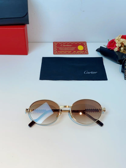 Cartier Metal Oval Orange Lens Sunglasses for Men & Women - detail image 9