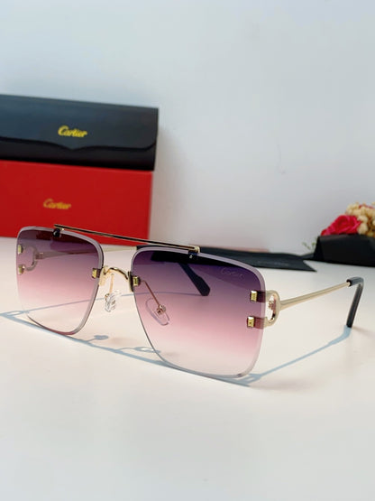 Cartier Lightweight Metal Rimless Red Lens Sunglasses for Men & Women - 487220
