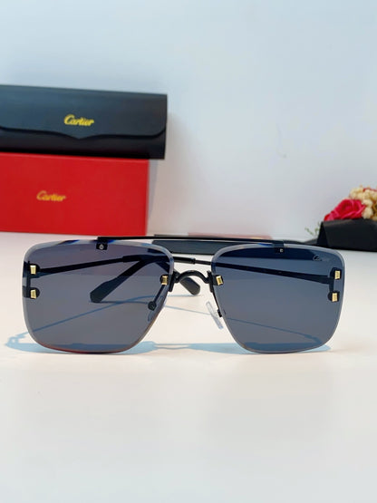 Cartier Lightweight Metal Rimless Blue Lens Sunglasses for Men & Wome - 487223 - detail image 2