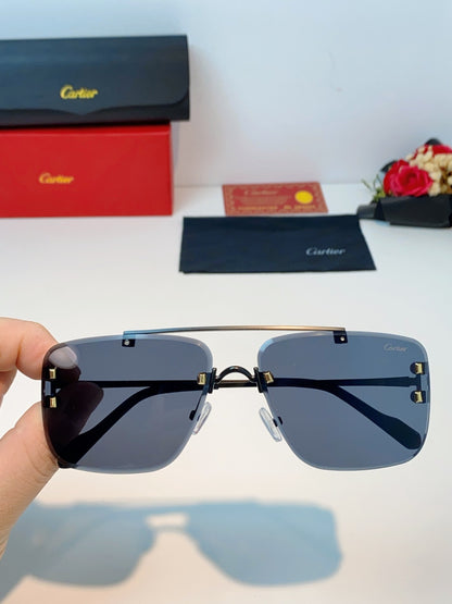 Cartier Lightweight Metal Rimless Blue Lens Sunglasses for Men & Wome - 487223 - detail image 4