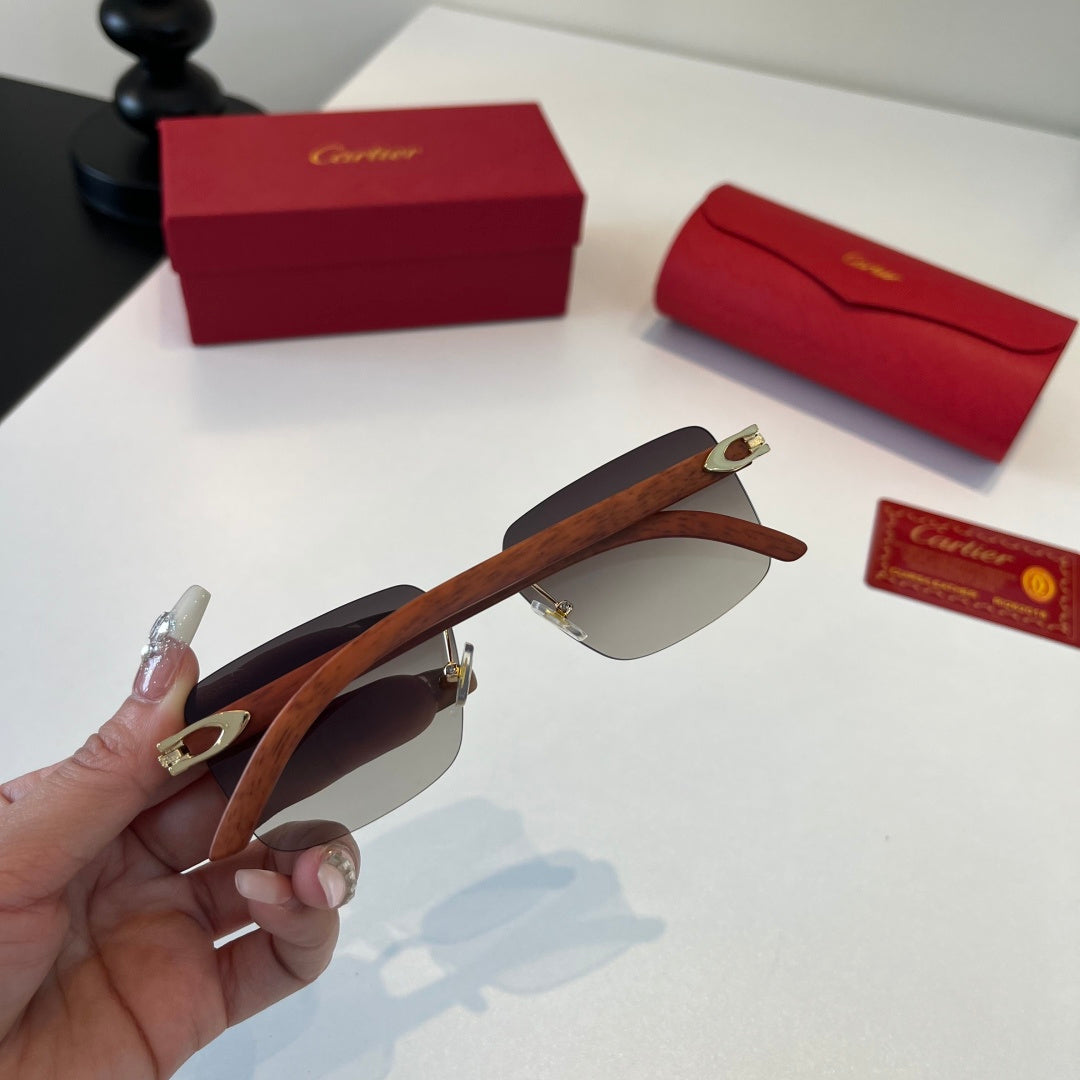 Cartier Lightweight Metal Rimless Silver Lens Sunglasses for Men & Wo - 372233 - detail image 8