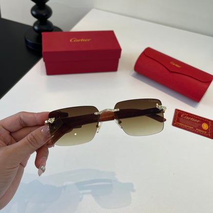 Cartier Lightweight Metal Rimless Brown Lens Sunglasses for Men & Wom - 415993 - detail image 5