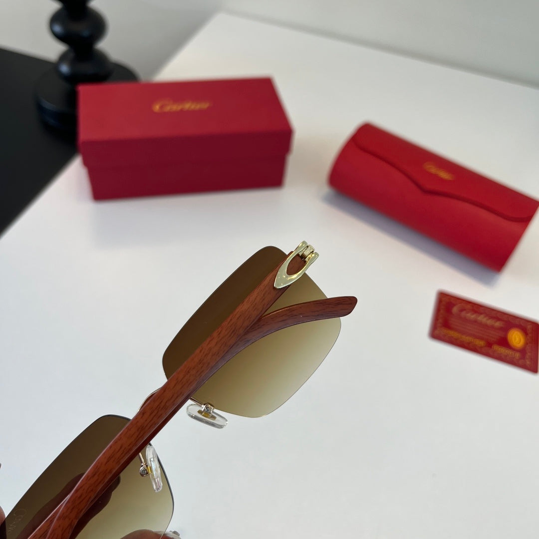 Cartier Lightweight Metal Rimless Brown Lens Sunglasses for Men & Wom - 415993 - detail image 7